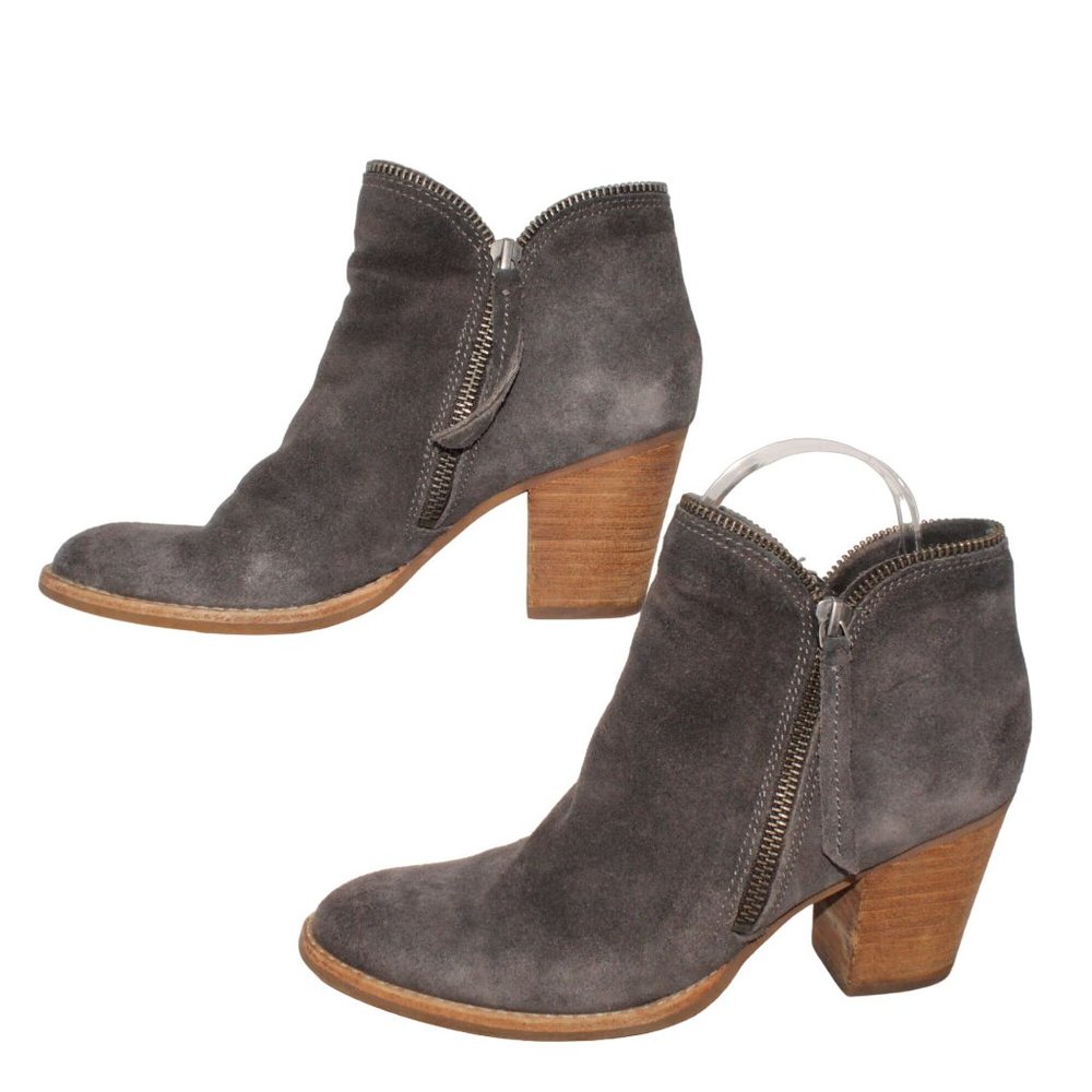 Dolce Vita Grey Leather Suede Womens Sz 7 Booties Ankle Boots Zipper Tassel - Picture 3 of 11